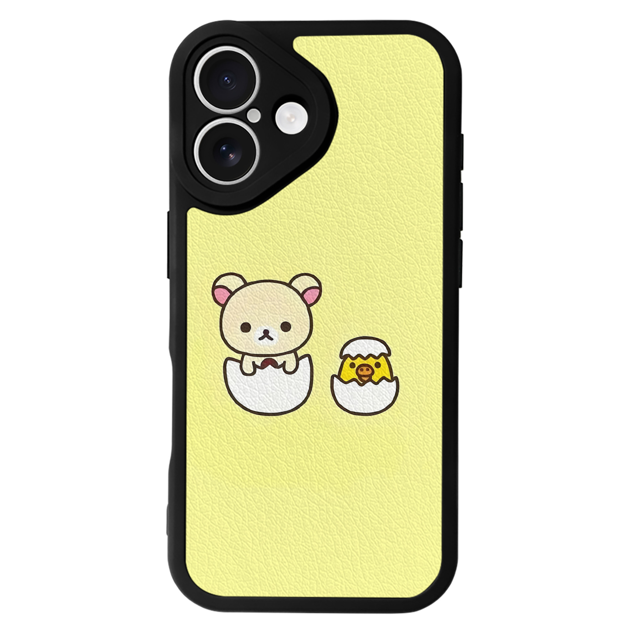 （画像用） リラックマ リラックマ キイロイトリ Rilakkuma Korilakkuma Kiiroitori 【iPhone 16シリーズ対応】シリコンスマホケース（レザー調） 材質：シリコン